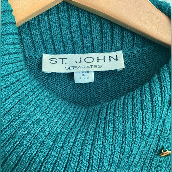 ST. JOHN Separates Green Signature Knits Long Sleeve Sweater Dress Size Medium - Picture 6 of 10